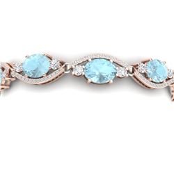 21.6 CTW Royalty Sky Topaz & VS Diamond Bracelet 18K Rose Gold - REF-327R3K - 38971