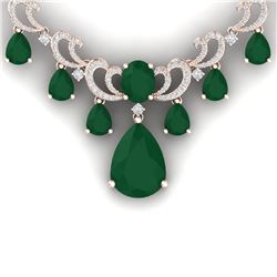 34.91 CTW Royalty Emerald & VS Diamond Necklace 18K Rose Gold - REF-1000R2K - 38656