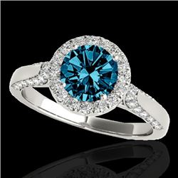 2.15 CTW SI Certified Fancy Blue Diamond Solitaire Halo Ring 10K White Gold - REF-263R6K - 33576