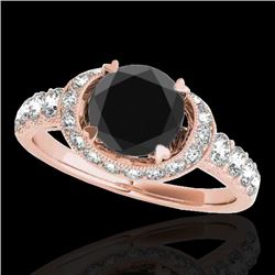1.75 CTW Certified Vs Black Diamond Solitaire Halo Ring 10K Rose Gold - REF-86M4F - 34454
