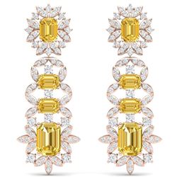 27.75 CTW Royalty Canary Citrine & VS Diamond Earrings 18K Rose Gold - REF-518H2W - 39418