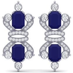 27.36 CTW Royalty Sapphire & VS Diamond Earrings 18K White Gold - REF-600W2H - 38766