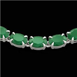 40 CTW Emerald Eternity Tennis Necklace 14K White Gold - REF-218T2X - 23373