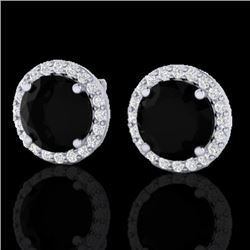 4 CTW Halo Black VS/SI Diamond Certified Micro Pave Earrings 18K White Gold - REF-122R5K - 21480