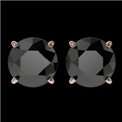 3.50 CTW Fancy Black VS Diamond Solitaire Stud Earrings 10K Rose Gold - REF-86Y8N - 36701
