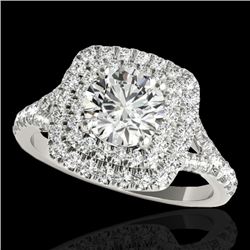 1.6 CTW H-SI/I Certified Diamond Solitaire Halo Ring Two Tone 10K White Gold - REF-216F4M - 33358