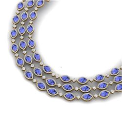 79.33 CTW Royalty Tanzanite & VS Diamond Necklace 18K Yellow Gold - REF-1781R8K - 38951
