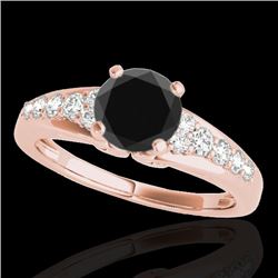 1.4 CTW Certified Vs Black Diamond Solitaire Ring 10K Rose Gold - REF-64K8R - 35000