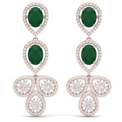 9.75 CTW Royalty Emerald & VS Diamond Earrings 18K Rose Gold - REF-309F3M - 39079