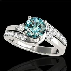 1.5 CTW SI Certified Fancy Blue Diamond Bypass Solitaire Ring 10K White Gold - REF-180X2T - 35095