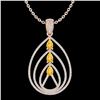 Image 2 : 2 CTW Citrine & Micro Pave VS/SI Diamond Designer Necklace 14K Rose Gold - REF-111M6F - 22465