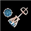 Image 4 : 1.26 CTW Fancy Intense Blue Diamond Art Deco Stud Earrings 18K Rose Gold - REF-127W3H - 37790