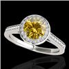 Image 1 : 1.33 CTW Certified Si Fancy Intense Yellow Diamond Solitaire Halo Ring 10K White Gold - REF-174W5H -