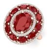 Image 1 : 8.05 CTW Royalty Designer Ruby & VS Diamond Ring 18K Rose Gold - REF-143T6X - 39241