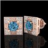 Image 2 : 1.63 CTW Fancy Intense Blue Diamond Art Deco Stud Earrings 18K Rose Gold - REF-176M4F - 38161