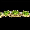 Image 1 : 19.7 CTW Peridot & VS/SI Certified Diamond Eternity Bracelet 10K Yellow Gold - REF-118Y5N - 29374