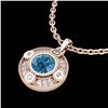 Image 2 : 1.01 CTW Fancy Intense Blue Diamond Solitaire Art Deco Necklace 18K Rose Gold - REF-140Y2N - 37706