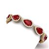 Image 2 : 42 CTW Royalty Designer Ruby & VS Diamond Bracelet 18K Yellow Gold - REF-600F2M - 38861