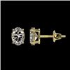Image 2 : 1 CTW Certified VS/SI Quality Oval Diamond Solitaire Stud Earrings 10K Yellow Gold - REF-143T6X - 33