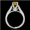 Image 2 : 1.61 CTW Certified Si Fancy Intense Yellow Diamond Pave Ring Two Tone 10K White Gold - REF-180X2T - 