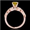 Image 2 : 1.15 CTW Certified Si Intense Yellow Diamond Solitaire Antique Ring 10K Rose Gold - REF-156T4X - 348