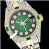 Image 1 : Rolex Men's Two Tone 14K Gold/SS, QuickSet, Diam Dial & Diam/Emerald Bezel - REF-474W5K