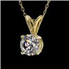 Image 2 : 0.77 CTW Certified H-SI/I Quality Diamond Solitaire Necklace 10K Yellow Gold - REF-100Y2N - 36741