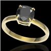 Image 2 : 3 CTW Cushion Cut Black VS/SI Diamond Designer Solitaire Ring 18K Yellow Gold - REF-86Y4N - 22136