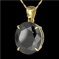 9 CTW Black VS/SI Diamond Certified Designer Solitaire Necklace 18K Yellow Gold - REF-200M5F - 21896