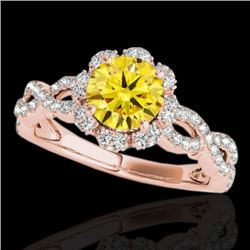 1.69 CTW Certified Si Fancy Intense Yellow Diamond Solitaire Halo Ring 10K Rose Gold - REF-188T2X - 
