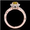 Image 2 : 1.69 CTW Certified Si Fancy Intense Yellow Diamond Solitaire Halo Ring 10K Rose Gold - REF-188T2X - 