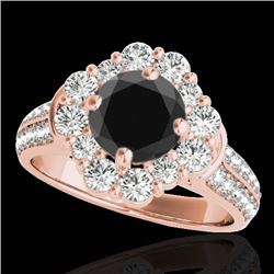 2.16 CTW Certified Vs Black Diamond Solitaire Halo Ring 10K Rose Gold - REF-112H4W - 33953