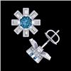 Image 4 : 1.77 CTW Fancy Intense Blue Diamond Art Deco Stud Earrings 18K White Gold - REF-177M3F - 37866