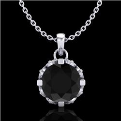 1.14 CTW Fancy Black Diamond Solitaire Art Deco Stud Necklace 18K White Gold - REF-81Y8N - 37373