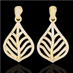 2.50 CTW Micro Pave VS/SI Diamond Certified Earrings Designer 18K Yellow Gold - REF-214F5M - 21152