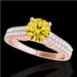 1.41 CTW Certified Si Intense Yellow Diamond Solitaire Antique Ring 10K Rose Gold - REF-176R4K - 347