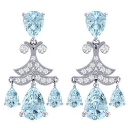 11.35 CTW Royalty Sky Topaz & VS Diamond Earrings 18K White Gold - REF-130H2W - 38724