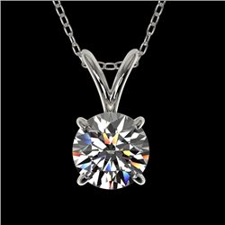 0.72 CTW Certified H-SI/I Quality Diamond Solitaire Necklace 10K White Gold - REF-100M2F - 36736