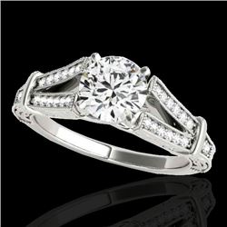 1.25 CTW H-SI/I Certified Diamond Solitaire Antique Ring 10K White Gold - REF-172T8X - 34657