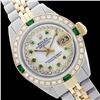 Image 1 : Rolex Men's Two Tone 14K Gold/SS, QuickSet, Diam/Emerald Dial & Diam/Emerald Bezel - REF-490W9K