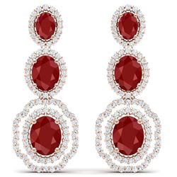 17.51 CTW Royalty Designer Ruby & VS Diamond Earrings 18K Rose Gold - REF-345K5R - 39205