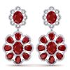 Image 1 : 33.88 CTW Royalty Designer Ruby & VS Diamond Earrings 18K White Gold - REF-472M8F - 39156