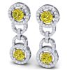 Image 2 : 4 CTW Si/I Fancy Yellow And White Diamond Earrings 18K White Gold - REF-271M4F - 40109
