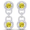 Image 4 : 4 CTW Si/I Fancy Yellow And White Diamond Earrings 18K White Gold - REF-271M4F - 40109