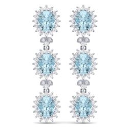 25.06 CTW Royalty Sky Topaz & VS Diamond Earrings 18K White Gold - REF-336H4W - 38649