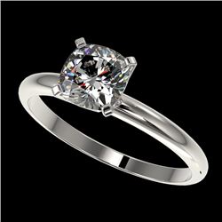 1 CTW Certified VS/SI Quality Cushion Cut Diamond Solitaire Ring 10K White Gold - REF-297H2W - 32900