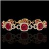 Image 1 : 25 CTW Ruby & Micro VS/SI Diamond Certified Bracelet 14K Yellow Gold - REF-457R3K - 23029