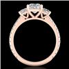 Image 2 : 2.14 CTW Princess VS/SI Diamond Art Deco 3 Stone Ring 18K Rose Gold - REF-454X5T - 37206