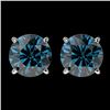Image 1 : 2.14 CTW Certified Intense Blue SI Diamond Solitaire Stud Earrings 10K White Gold - REF-263M6F - 366