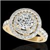 Image 1 : 2.25 CTW H-SI/I Certified Diamond Solitaire Halo Ring 10K Yellow Gold - REF-218Y2N - 34213